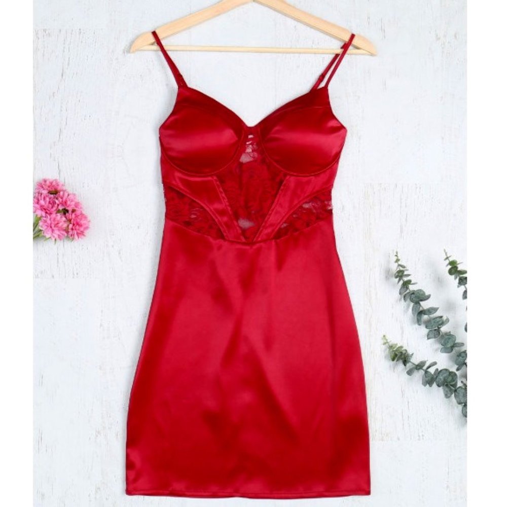 Sexy Burgundy Satin Mini Dress